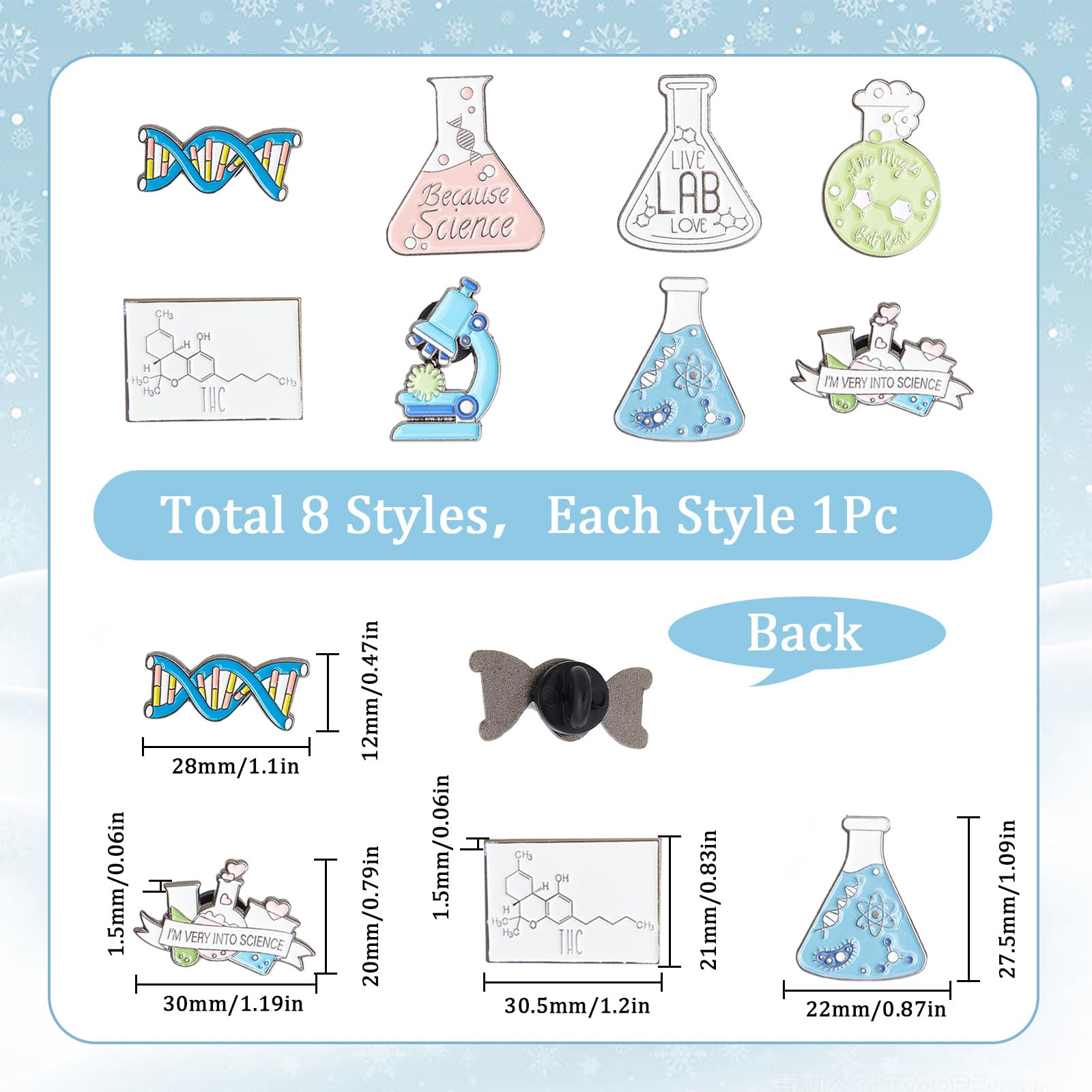 SUNNYCLUE 1 Box 8 Style Science Enamel Pin Lab Pins Bulk Medical Brooch Pins Set Cute Cartoon Lab Lapel Pins Doctor Enamel Pin Brooches for Backpacks Laboratory Women Men Graduation Gift Clothes Decor