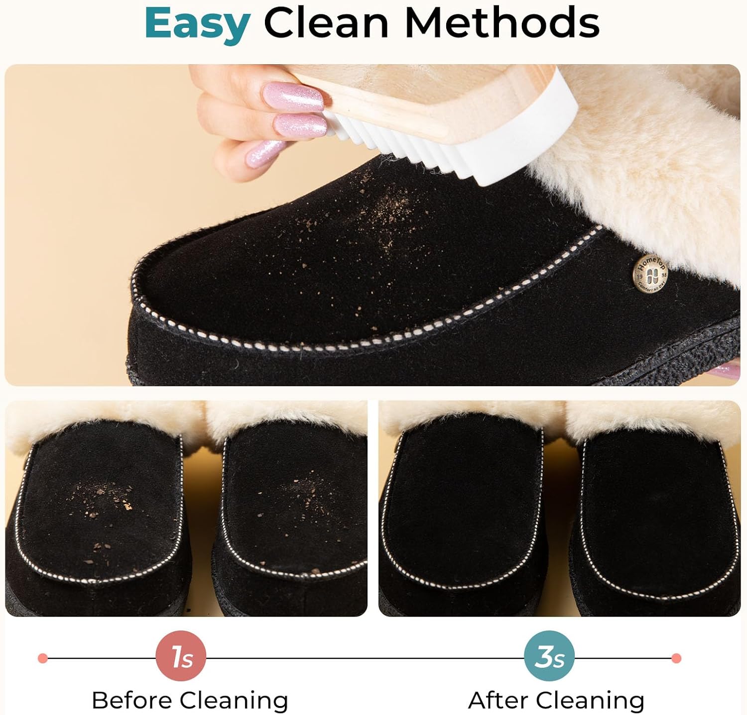 HomeTop Women's Comfy Moccasin Style Memory Foam Slip on Slippers Soft Microsuede Clog House Shoes with Luxury Fuzzy Fur Collar - Image 7