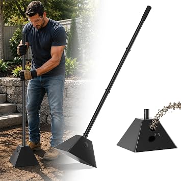 Heavy Duty Ground Tamper 10"x10" Up to 19LB Steel Tamper Tool for Pavers, Driveway & Landscaping Extra Heavy Compaction, Durable Steel Plate & Ergonomic Handle