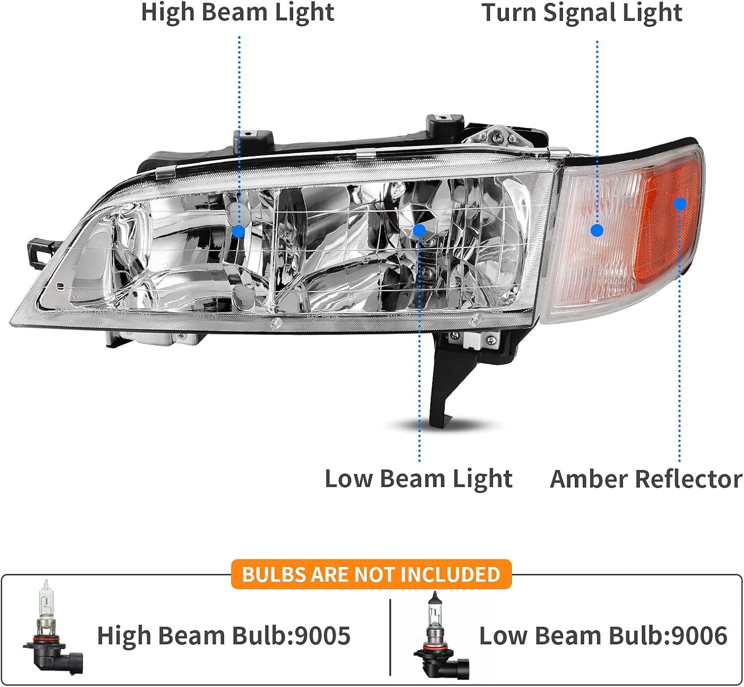 DWVO Headlights Assembly Compatible with 94-97 1994 1995 1996 1997 Accord Headlamp Replacement Pair Driver and Passenger Side
