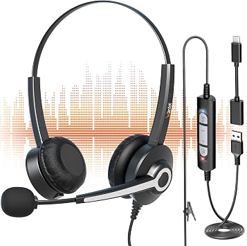 Wantek USB Headsets with Microphone for Laptop Headset,Computer Headset 682