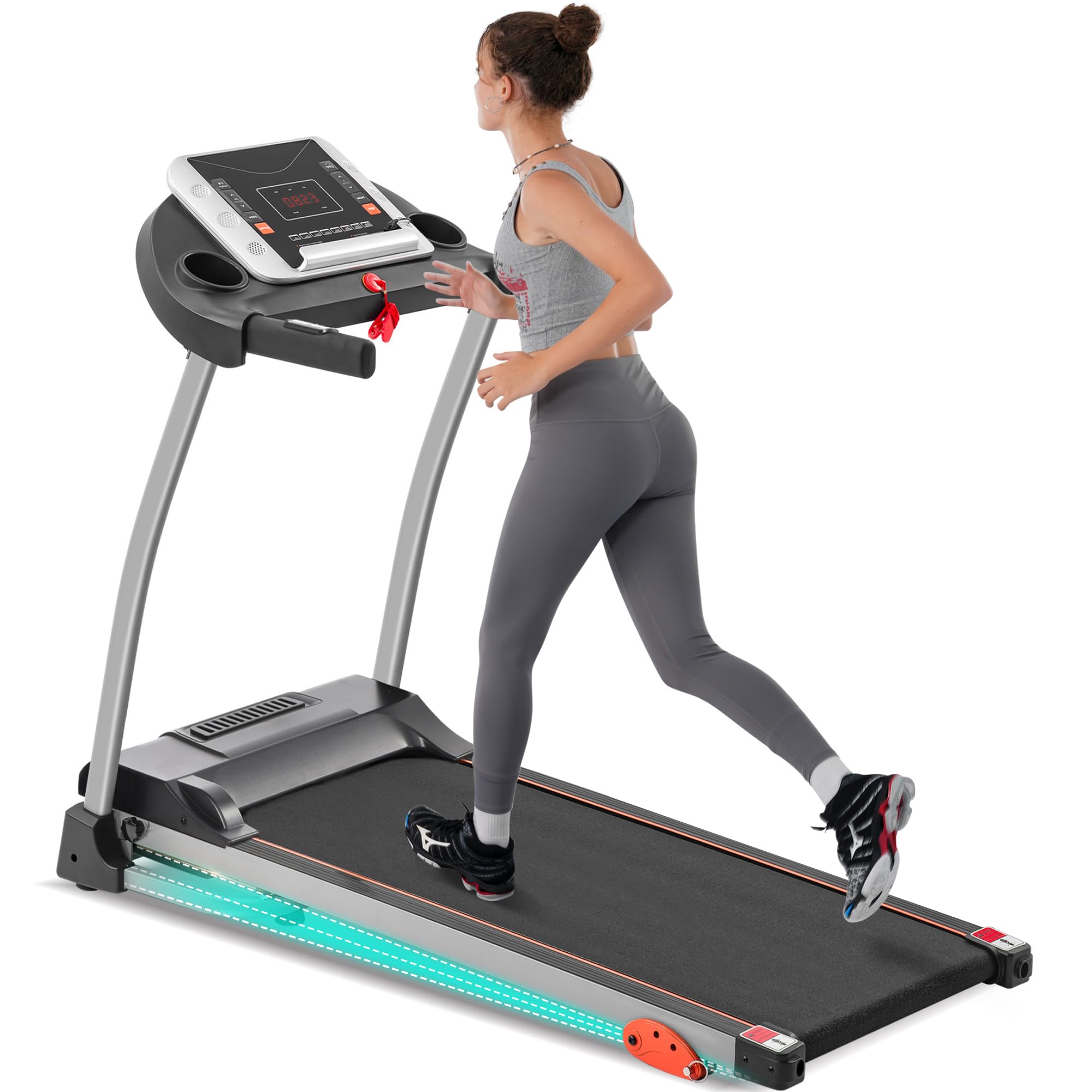 Merax Incline Treadmill with Handle, 3-in-1 Portable Treadmills for Home and Office, Foldable Treadmills with 300 Lbs Weight Capacity, 3.0HP Quiet Walking Treadmill, Quick Speed Button