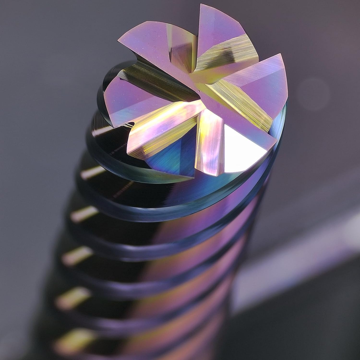 Tools Carbide End Mills,6 Flute Square Milling Cutter，DLC Coating High Helix Angle for Aluminum, Copper Finshing Milling Processing - 3/8 Shank (3/8-2.5" 1PCS)