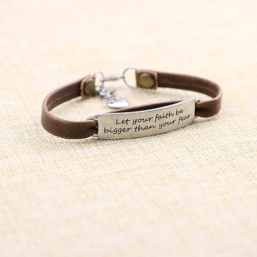 Miniatura 5 de Yiyang - Pulsera de cuero con mensaje inspirador para mujeres, niñas y adolescentes, regalo cristiano para navidad, cumpleaños, bautismo y navidad