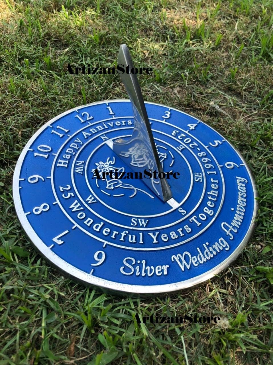 25th Wedding Anniversary Sundial Gift Solid Brass Wedding Anniversary Sundial Gift Idea is A Great Present for Him, Her, Parents, Or Couple for 25 Years Marriage Anniversary
