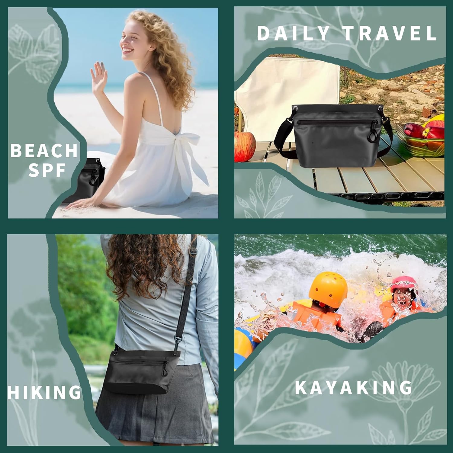 2L Waterproof Bag Fanny Pouch for Phone Passport Purse, Handle & Adjustable Strap for Swim, Travel, Beach