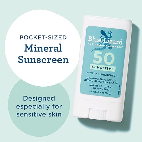 Miniatura 4 de BLUE LIZARD Protector Solar Mineral Sensible en Barra con Óxido de Zinc, SPF 50+, Resistente al Agua, Protección UVA UVB, Fácil de Aplicar, Sin