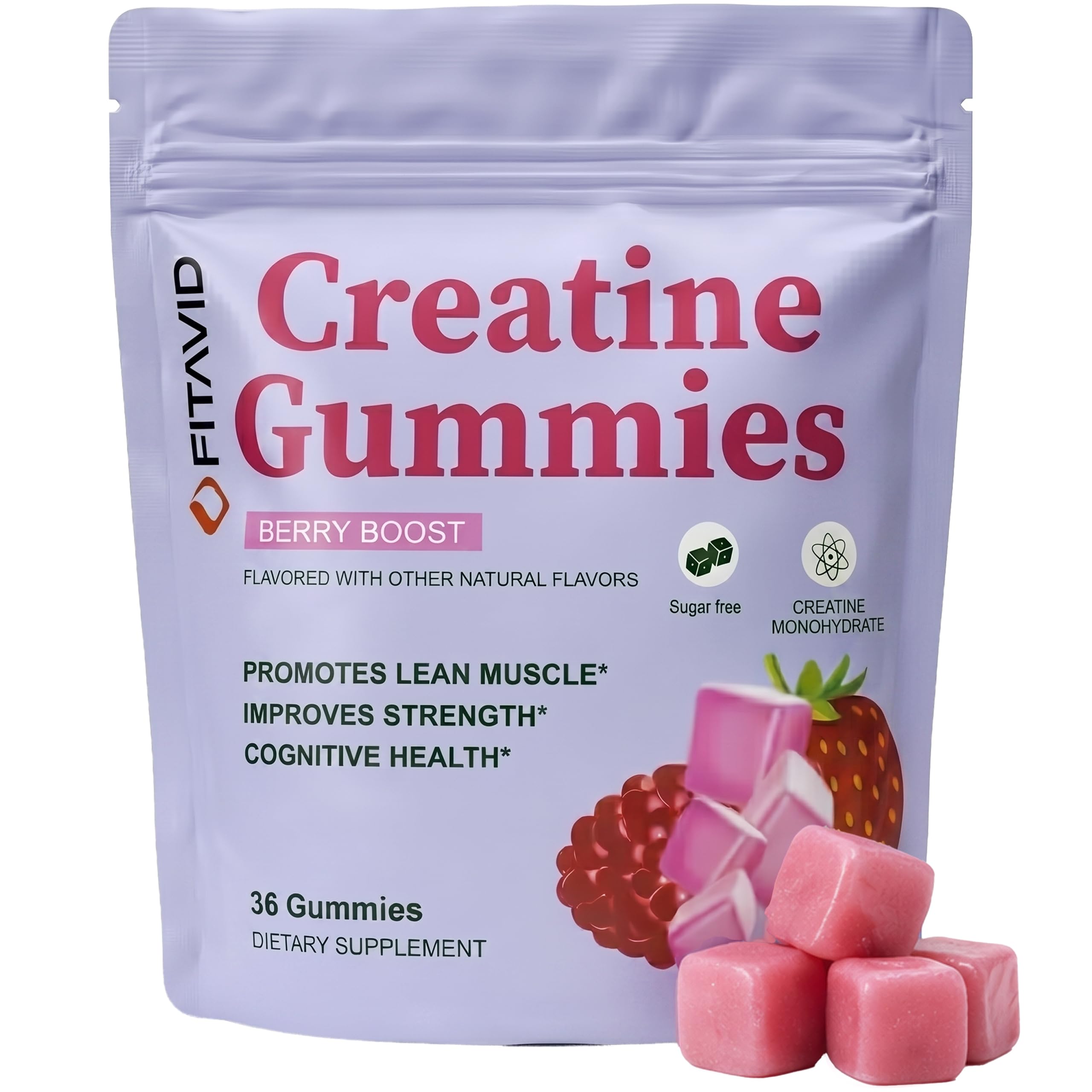 Creatine Gummies – 5g Creatine Monohydrate Supplement, Sugar Free, Easy Daily Use (Berry Boost)