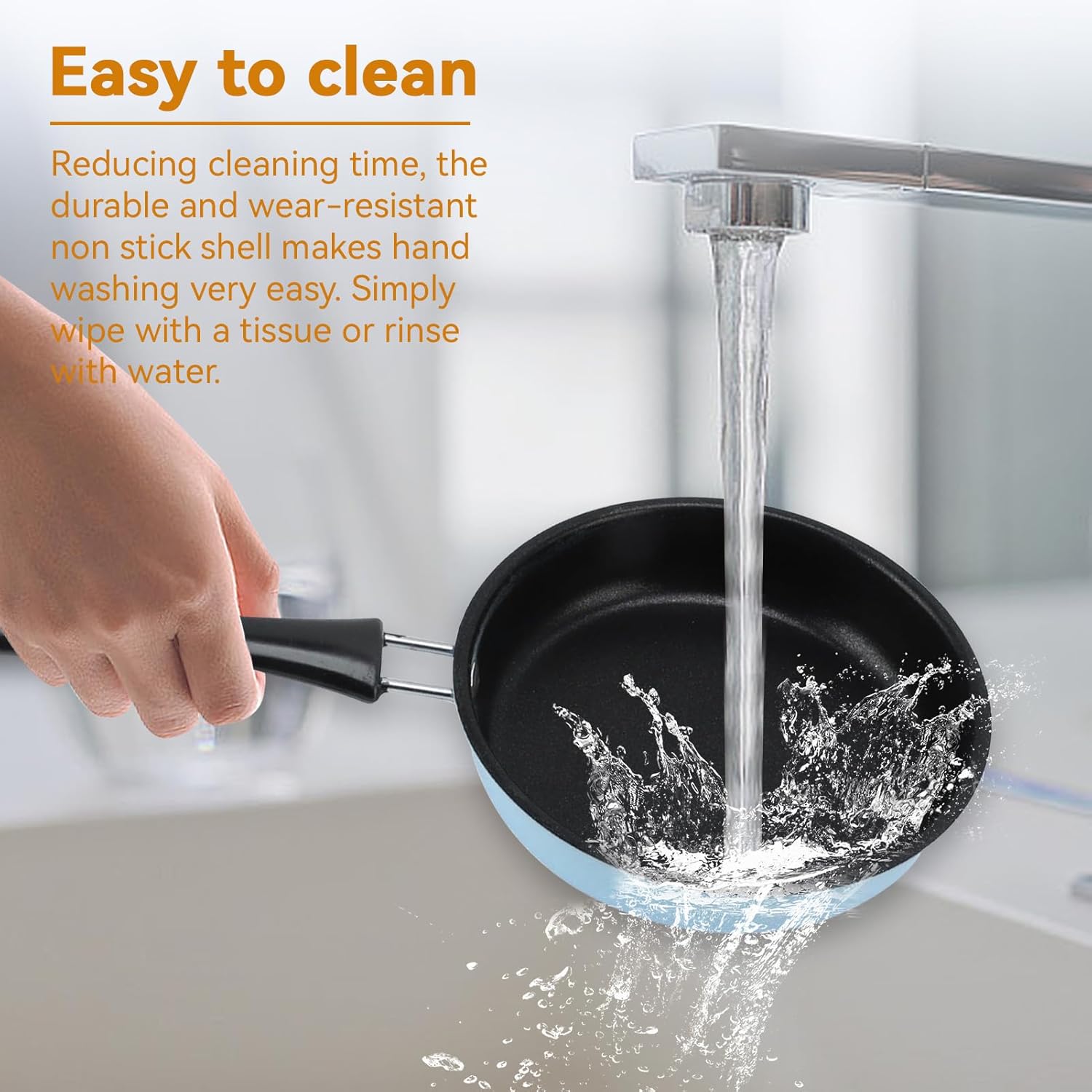 5 Inch Mini Nonstick Egg Pan, Small Frying Pan Nonstick Small Egg Frying Pan Stainless Steel Pan Blue - Image 6