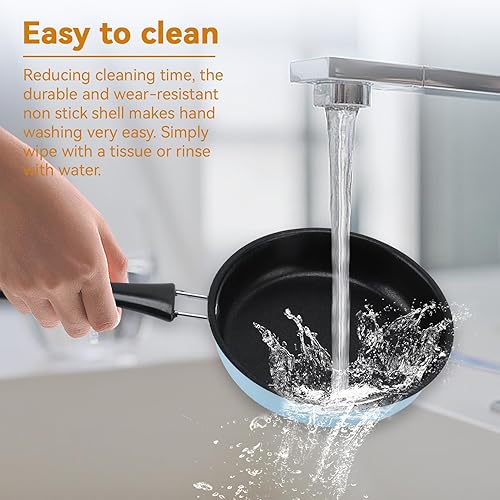 Miniatura 6 de Mini sartén antiadherente para huevos de 5 pulgadas, sartén pequeña antiadherente para huevos pequeños, sartén para huevos de acero inoxidable,