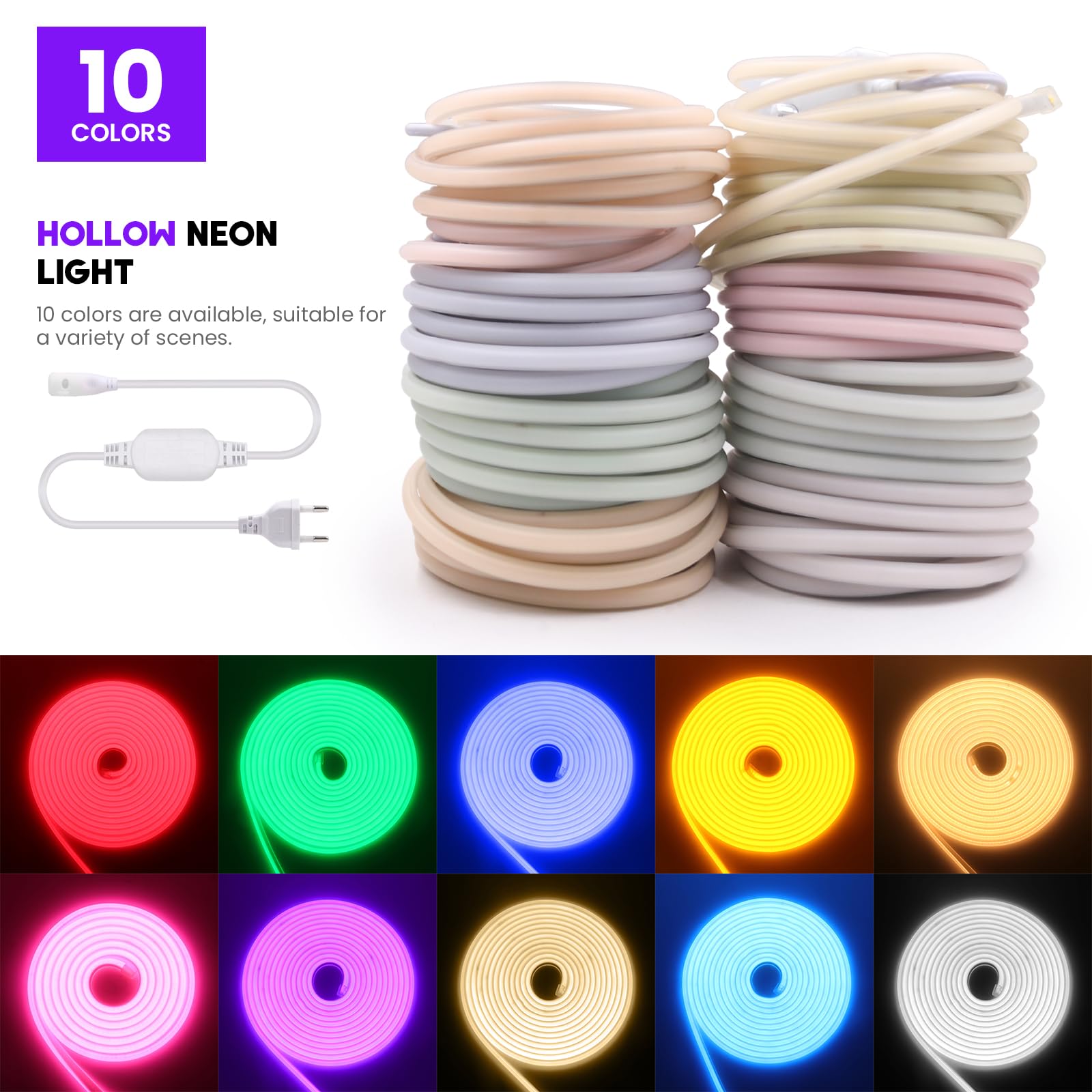 KISUFU Striscia LED COB da 220 V, IP65, impermeabile, 288 LEDs/m, per interni ed esterni, flessibile, 50 cm, adatta per soggiorno, fai da te, feste, ceiling, yard.