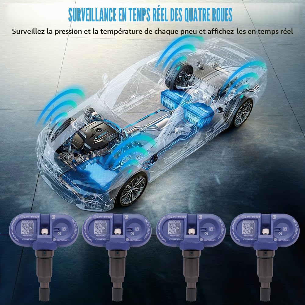 Capteur de Pression des Pneus Bluetooth(BLE) pour Tesla,Capteur TPMS Système Surveillance la Pression des Pneus pour les Modèles Tesla Produits Après Décembre 2020,Capteur Remplacement OEM(4 pc)