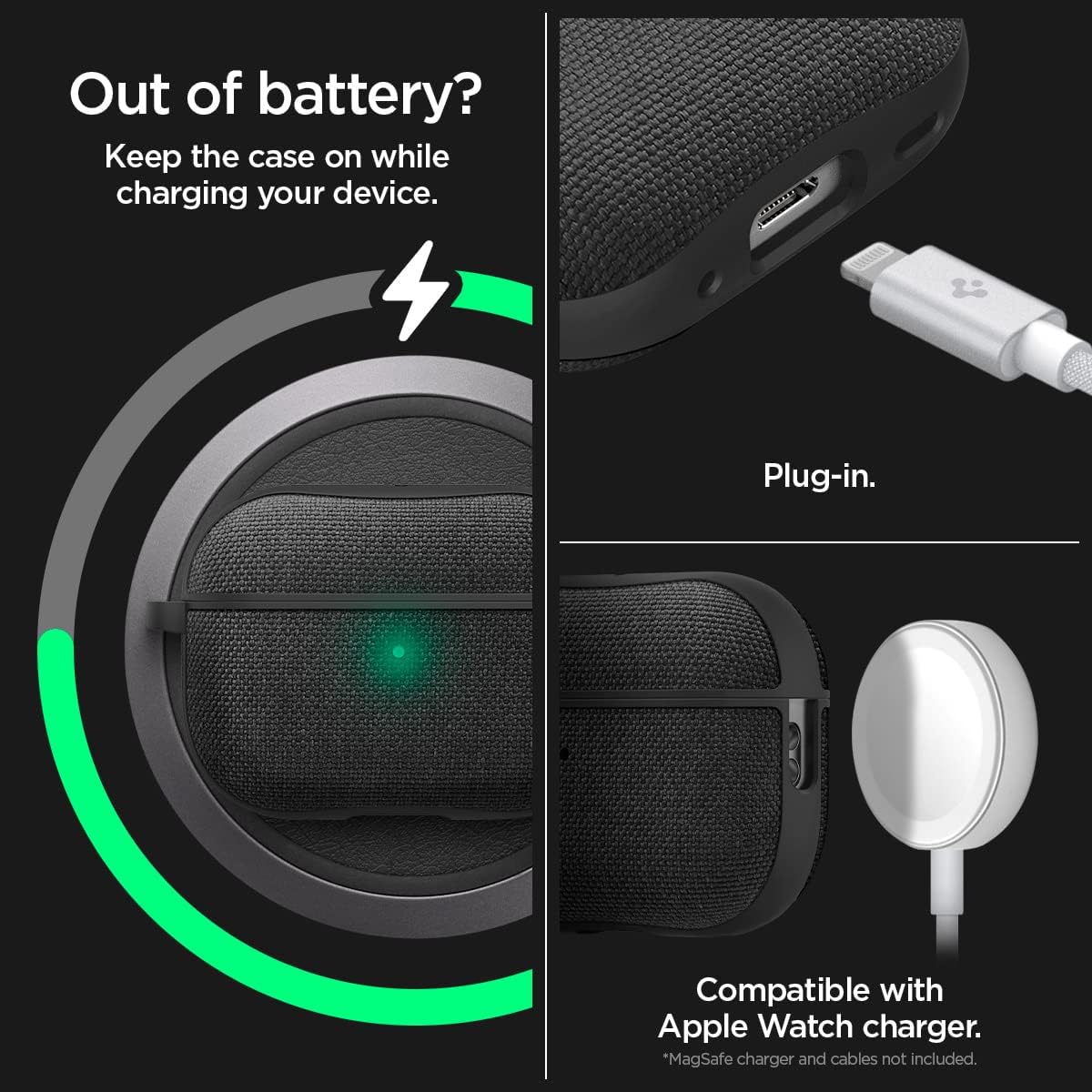 Spigen Urban Fit Designed for Airpods Pro 2nd Generation Case (2022), Premium Fabric Airpods Pro 2 Case Cover with Keychain - Black