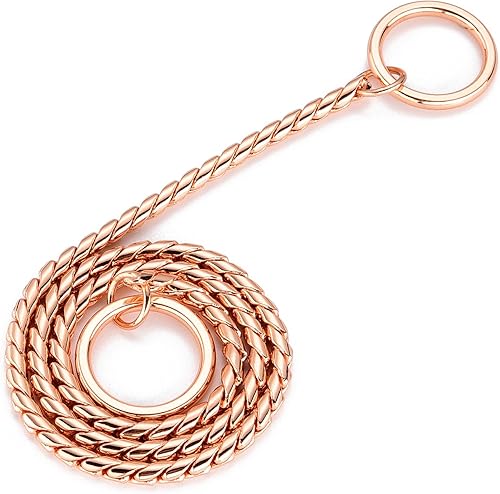 Miniatura 6 de Mogoko Collar de cadena de acero inoxidable para perro, cadena de serpiente de metal para cachorros, gargantilla para entrenamiento y caminar (oro
