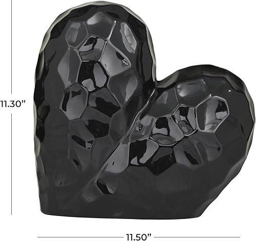 Miniatura 6 de Deco 79 Escultura decorativa de corazón de cerámica de porcelana con diseño de origami en ángulo dimensional, estatua de decoración del hogar,