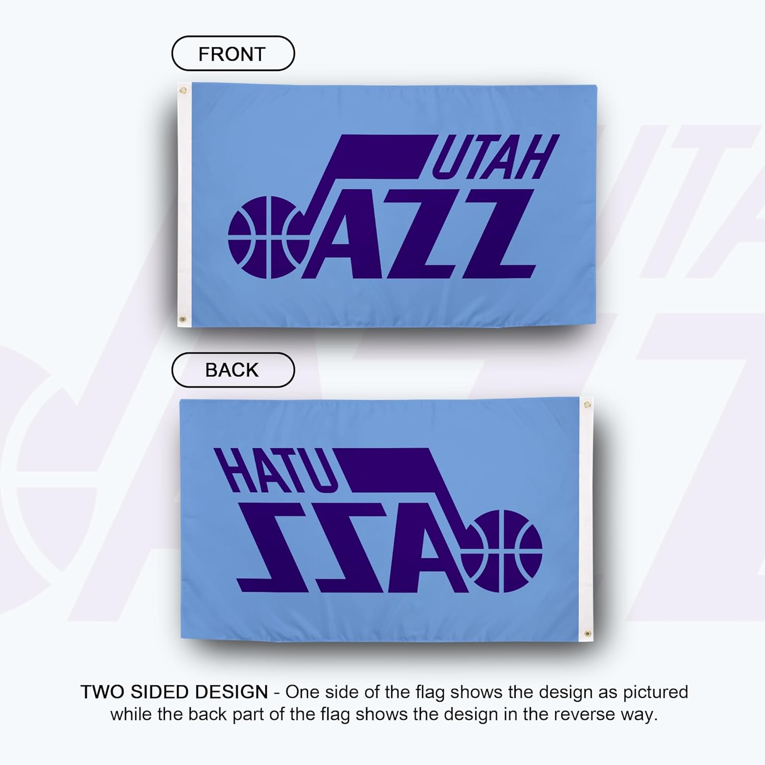 Desert Cactus Utah Jazz Flag - 3 x 5 Feet NBA Banner, Indoor/Outdoor Durable Fabric, 100% Polyester Design(B) - Image 2