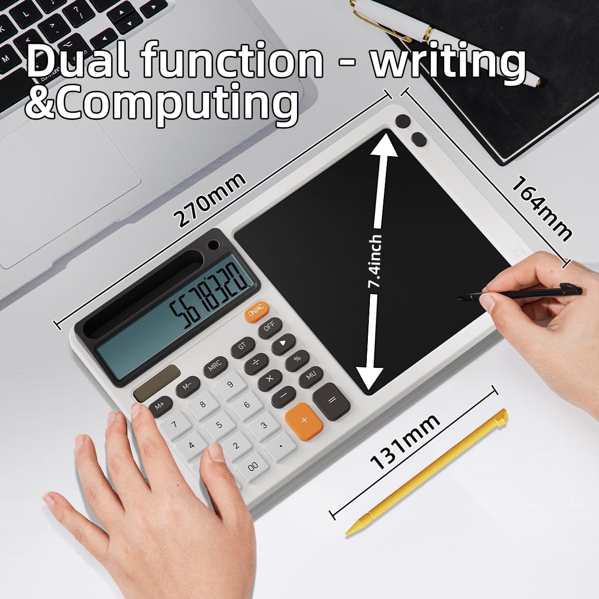 Premium Office Essentials Bundle: Business Writing Tablet with Leather Cover & Professional Anti-Slip Calculator for Executive Workspace