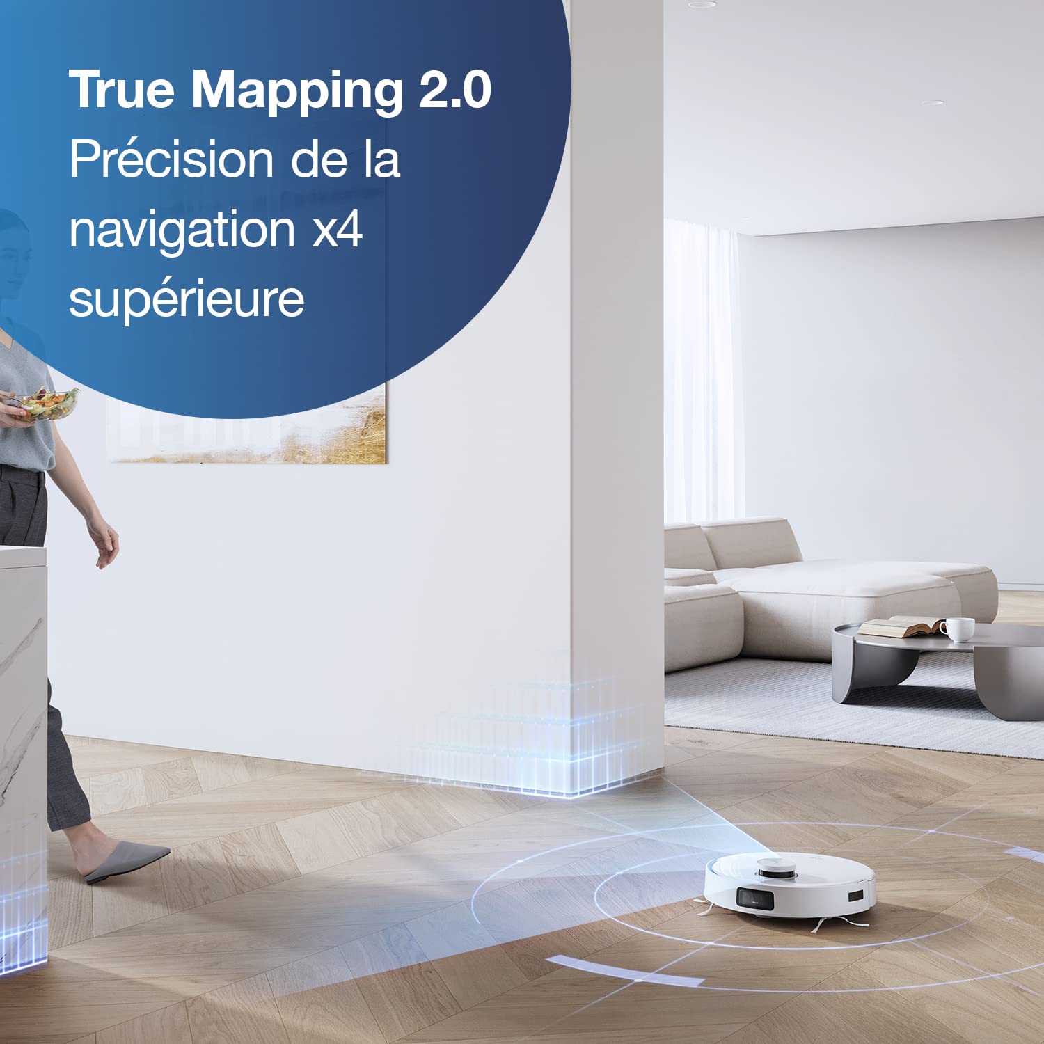 ECOVACS DEEBOT T10, Robot aspirateur Laveur avec plaque de nettoyage vibrante (OZMO Pro 3.0), 3000Pa, détection d'obstacles avec IA (AIVI 3.0), cartographie 3D, Batterie 5200 mAh, Assistant Vocal YIKO