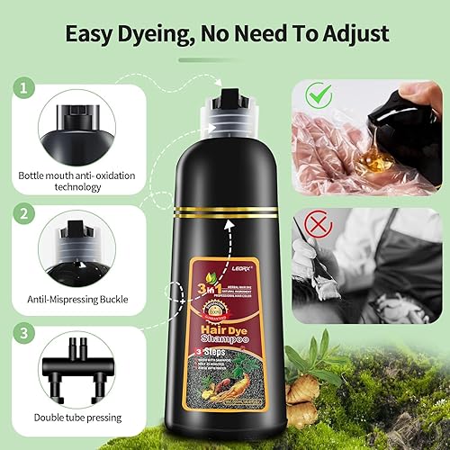 Miniatura 5 de leorx Champú para teñir el cabello, 3 en 1 Champú Color Rubio Marrón para Cabello Rubio Marrón, Champú Instantáneo de Coloración Herbal Profesional