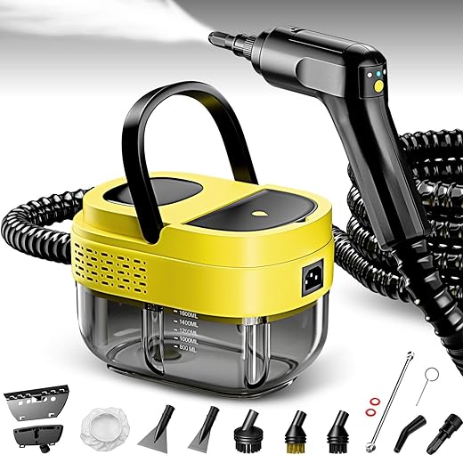 Steam Cleaner,15s Heat-Up,1.6L Tank,3-Level Adjustable Handle,2500W Steamer for Cleaning,Portable Steamer for Cleaning with 16PCS Accessories,Steam Cleaner for Home,Car,Dirt,Grease,Grout,Tile,Couch
