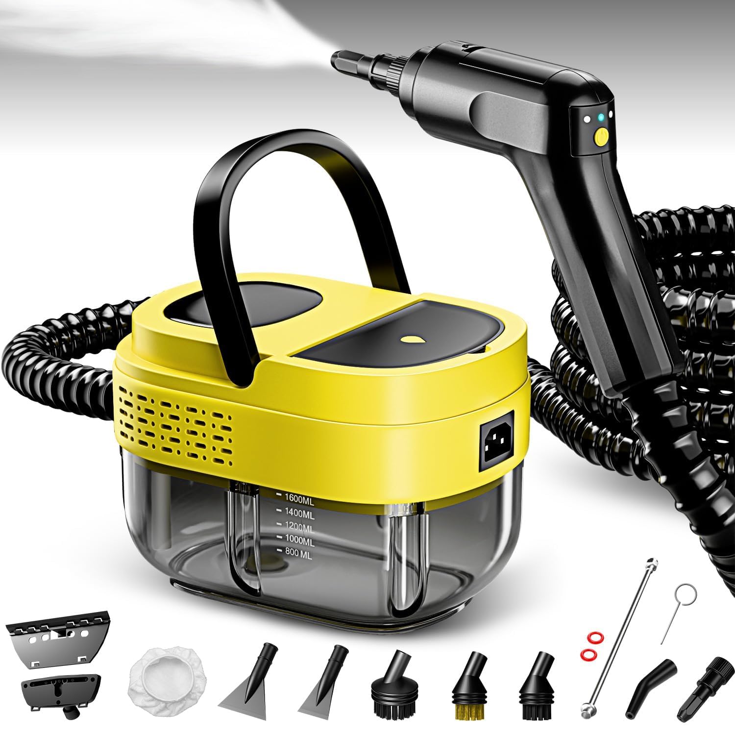 Photo 1 of Steam Cleaner,15s Heat-Up,1.6L Tank,3-Level Adjustable Handle,2500W Steamer for Cleaning,Portable Steamer for Cleaning with 16PCS Accessories,Steam Cleaner for Home,Car,Dirt,Grease,Grout,Tile,Couch