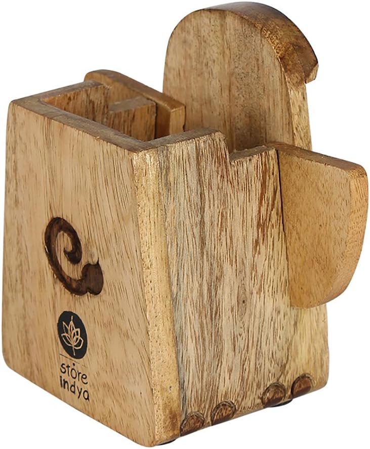 STORE INDYA Eyeglass Holder Stand/Wooden Spectacle Holder/Spectacle Stand/Eyeglass Holders for Desk/Desk Eyeglass Holder/Handmade Stand for Office Home Décor (Elephant)