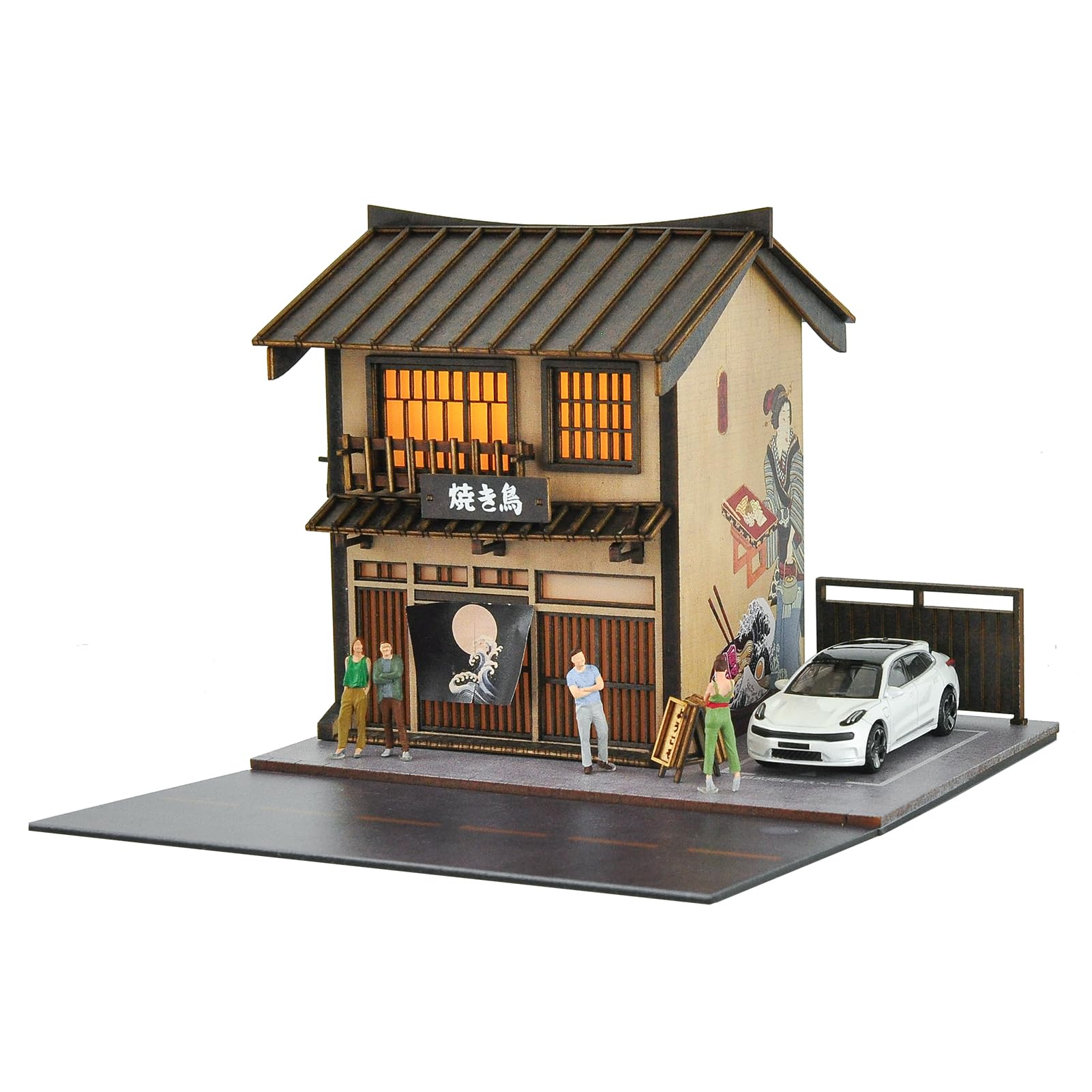 Amazon.co.jp: cxiuiui 1/64 焼き鳥店シーン模型 建物コレクション 建