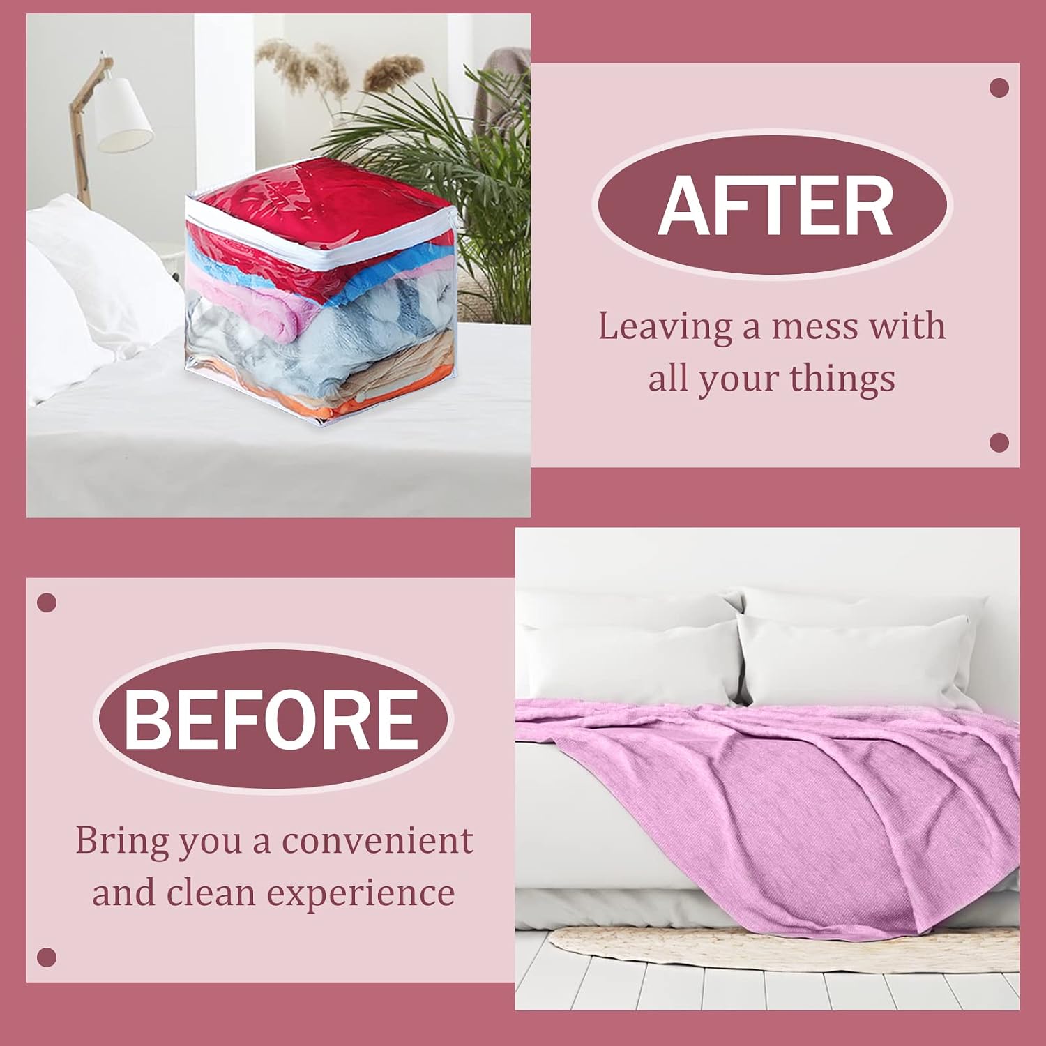 12 Pcs Large Clear Zippered Storage Bags - 12 x 12 x 12 Inches Blankets Storage Bags Plastic Storage Bags for Sweater Bed Sheet Organizer with Zipper for Closet Linen Sweater Bed Sheet Pillow