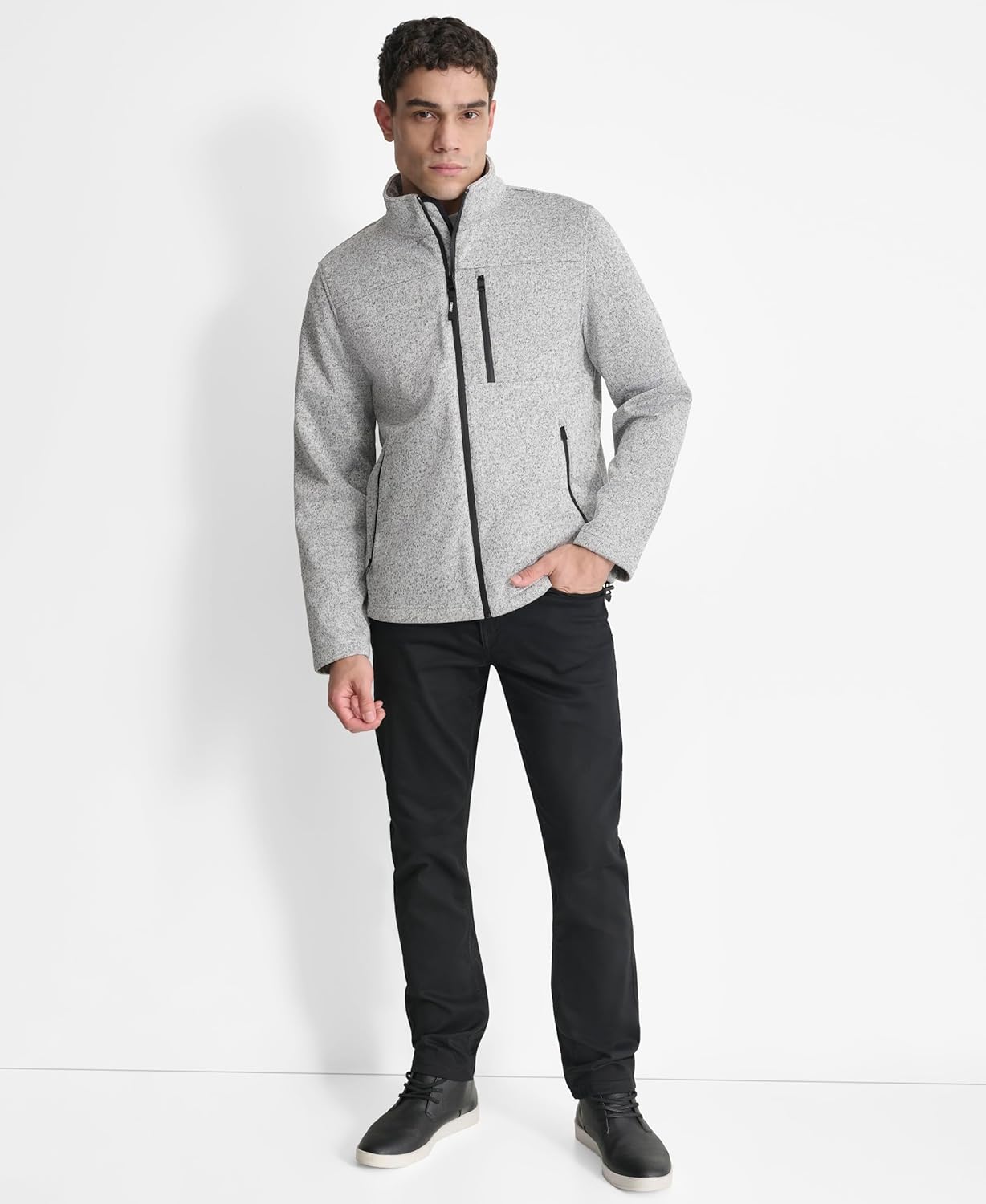 DKNY mens Water Resistant Soft Sweater Fleece Jacket - Image 5