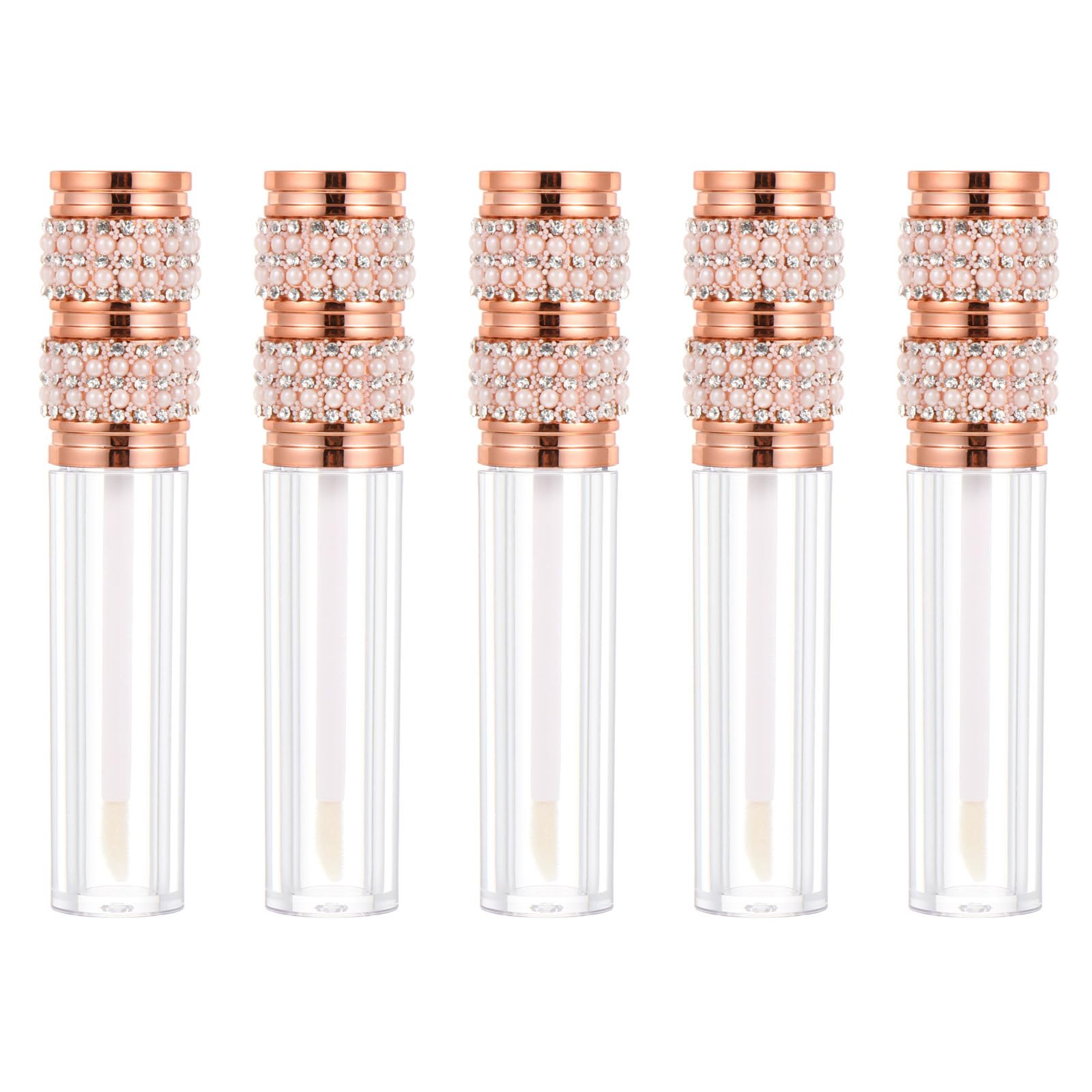 FOMIYES 5pcs Lip Gloss Tube Lipstick Tube Lip Stick Container Empty Lip Balm Bottle Lip Stick Sub Bottle Lipstick Tube Empty Lipgloss Gold Lip Gloss Lip Gloss Bottles Vial Plastic Cosmetic