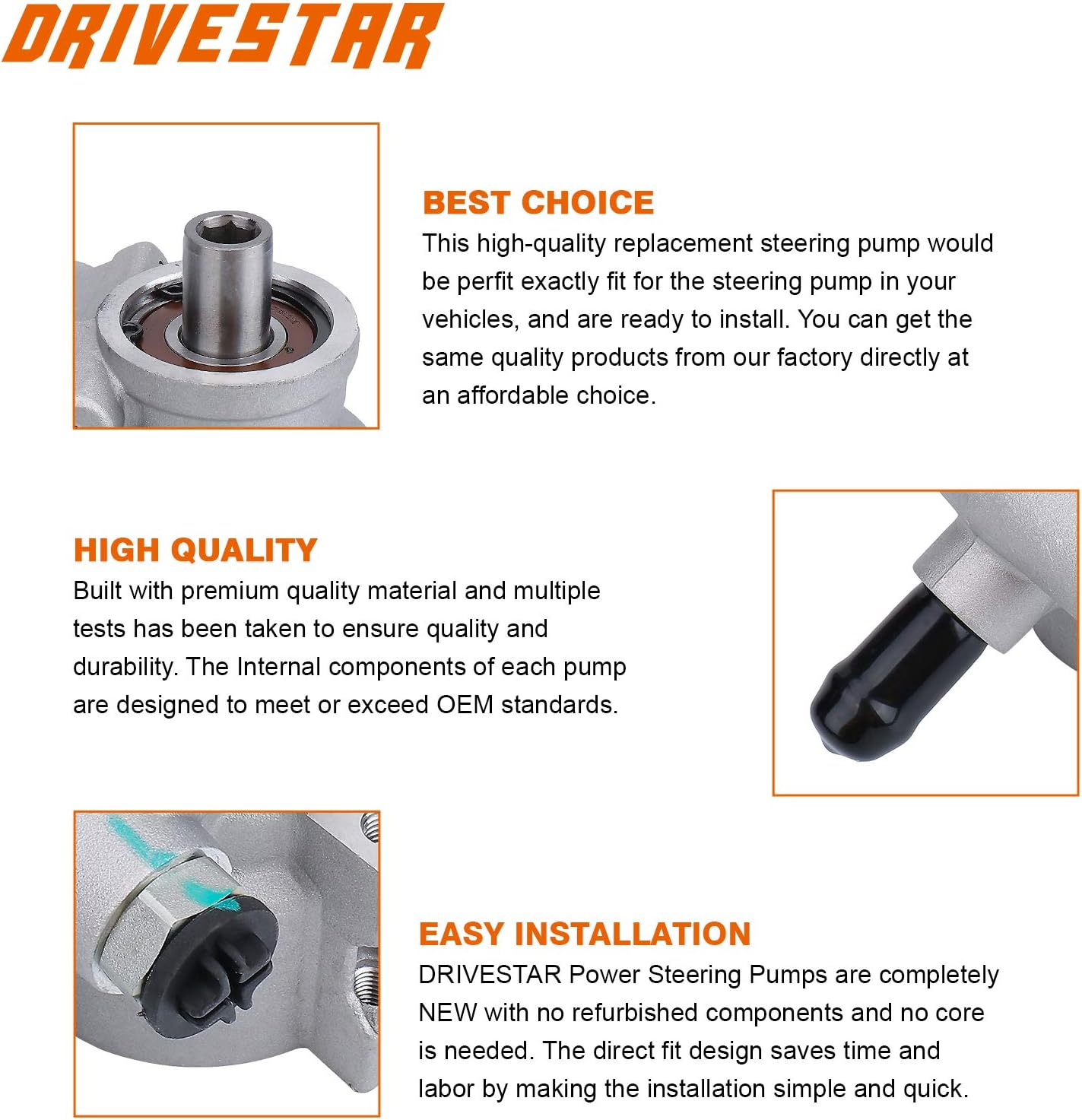 DRIVESTAR 20-876 Power Steering Pump Assis, 1884-1991 for Chevy Corvette, 5.7L V8, 1884 1885 1886 1887 1888 1889 1990 1991