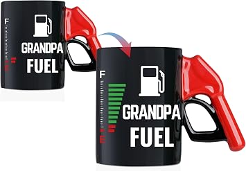 Onebttl Grandpa هدايا كوب قهوة بالوقود متغير اللون مع مقبض فوهة التزود بالوقود، هدايا مضحكة للأجداد، 13.5 أونصة/400 مل لعيد الميلاد، عيد الأب