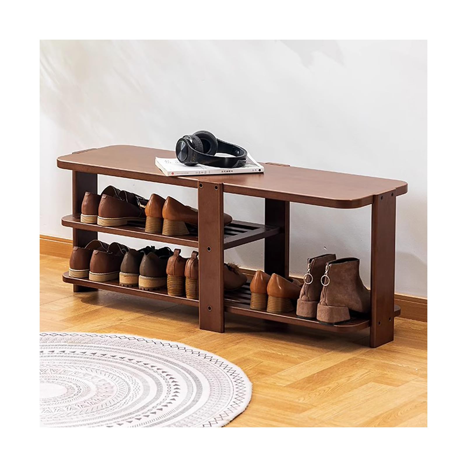 Banc à chaussures 3 niveaux pour optimiser les petits espaces du salon