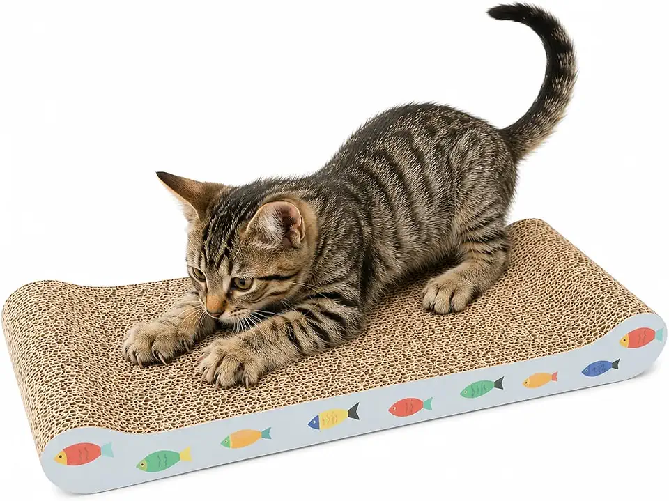 Arranhador para Gato em Papelão Resistente Anti Estresse Protetor de Sofás e Móveis Design Confortável Brinquedo para Gatos Ajuda Reduzir Ansiedade e Estimula Comportamento Natural Alta Densidade