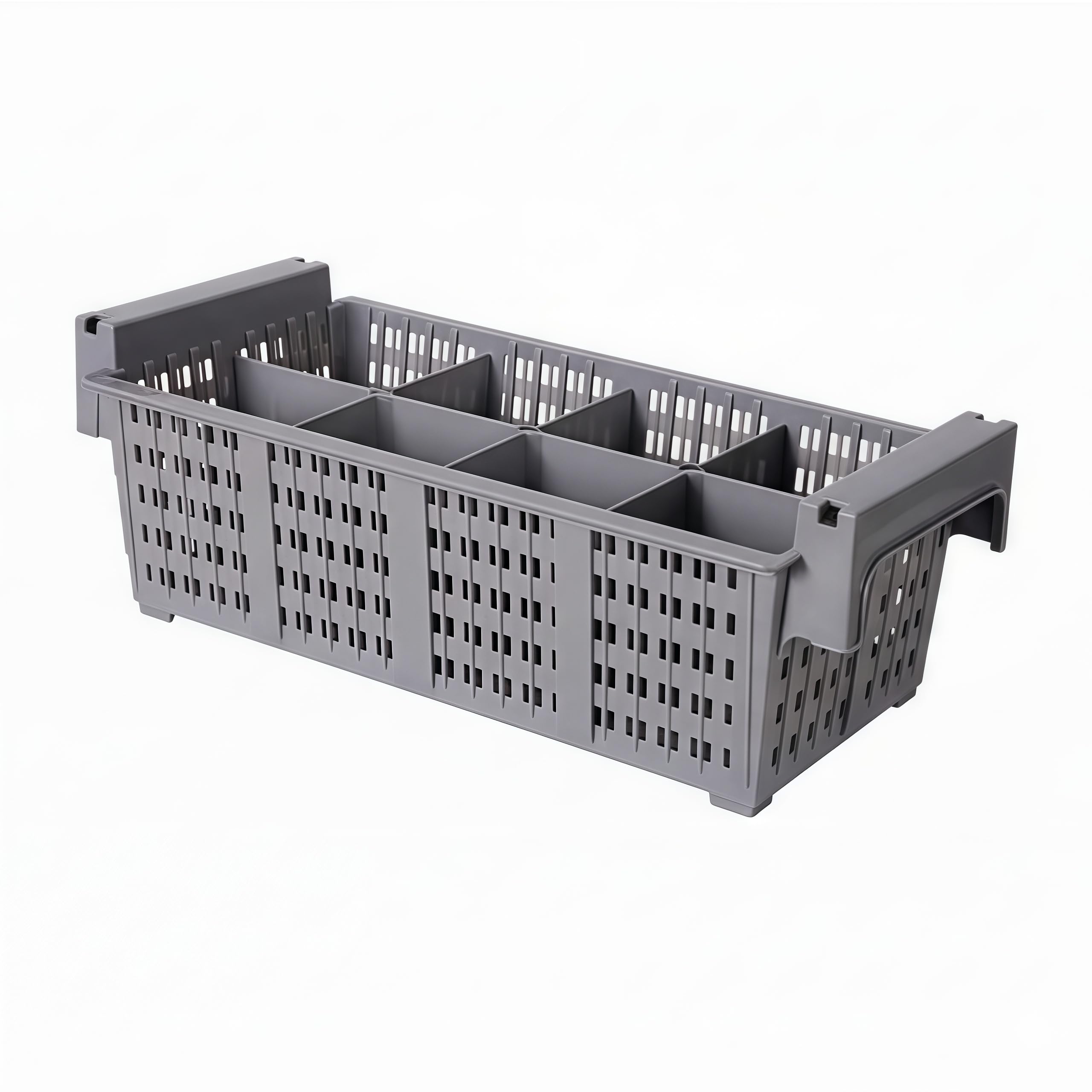 1 estante comercial para lavavajillas, cesta de secado de cubiertos con 8 compartimentos y agujeros de drenaje, soporte para utensilios para uso en cocina y restaurante (16.5 x 8.2 x 5.7 pulgadas