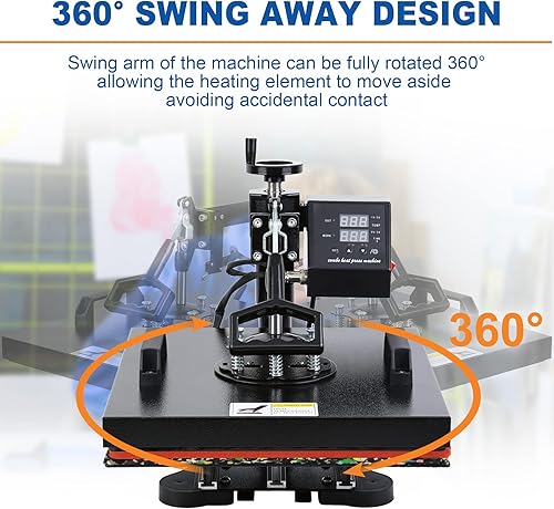 Miniatura 4 de Iglobalbuy Combo de prensa de calor 10 en 1, máquina de sublimación de 12 x 15 pulgadas para camisetas, pantalla digital de 1000 W, máquina de