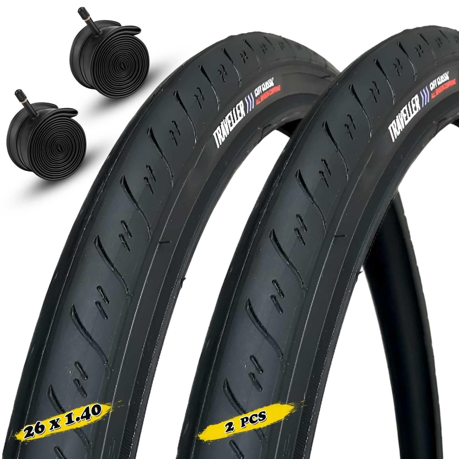 2pcs 26x1,4 Opon 38-559, 26x1,25/1,50 Dętki do Rowerów Górskich, Miejskich, Ulicznych, 20x1,4 | 26Inch Opony Rowerowe, Czarne, 26x1,40