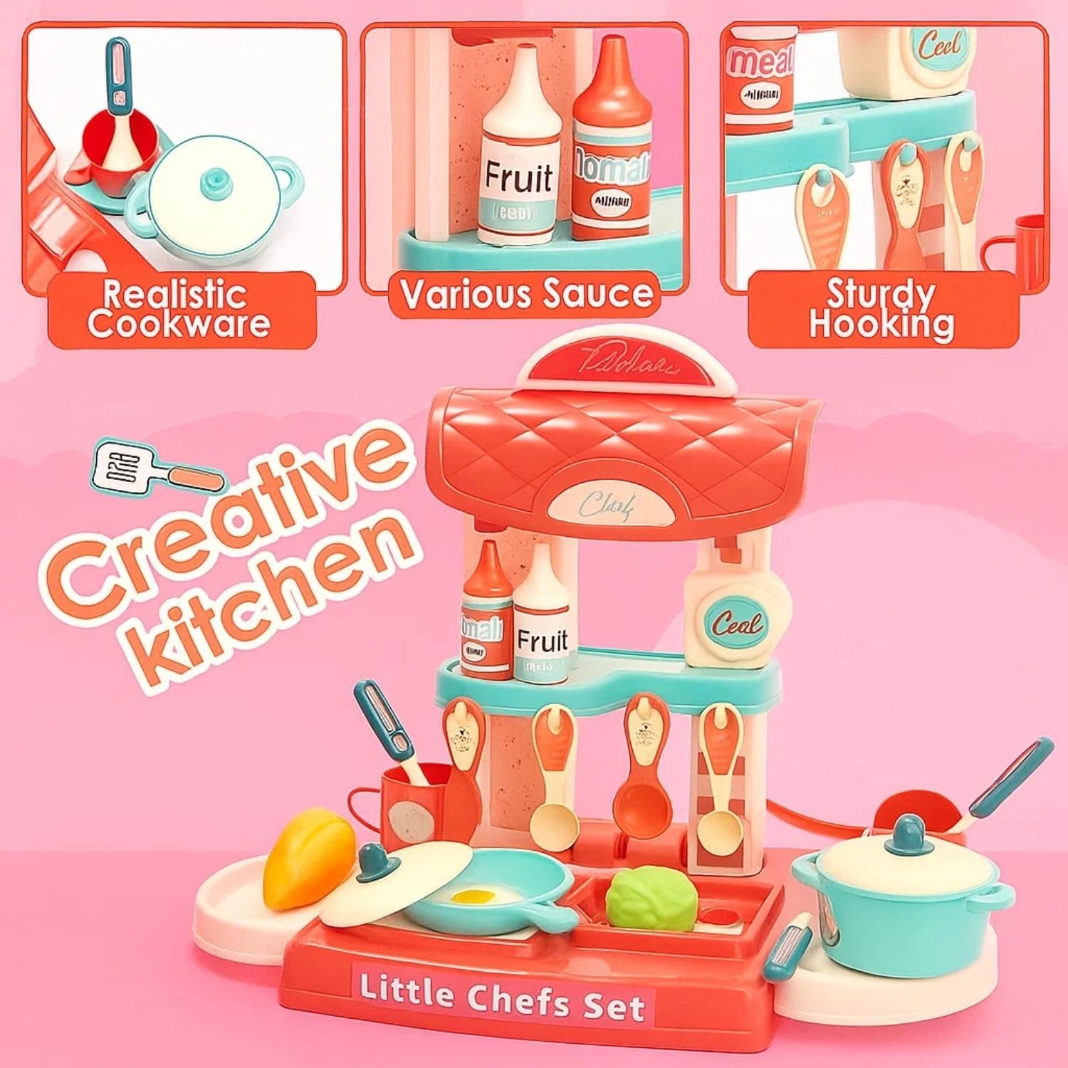Famous Quality Stylish Kitchen Set for Girls Toy with Cooking Utensils Combo Items, Little Chef Realistic Miniature Chefs Pretend Play/Role Play Home Game - Image 3 thumbnail