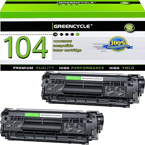 greencycle Paquete de 2 cartuchos de tóner negro C104 CRG104 FX9 FX10 compatibles con Canon 104 ImageClass MF4100 MF4150 MF4270 MF4350d MF4370dn