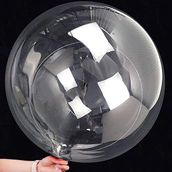 Gleemix 50 cm Bobo Balloons, Pack of 5 Round Transparent Balloons, Crystal Bubble Clear Balloons, Bobo Bubble Balloons for We