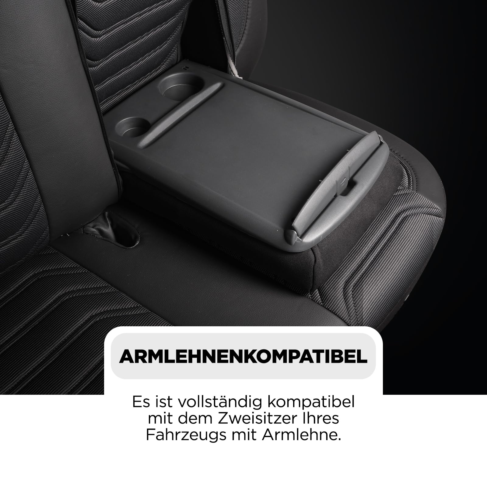 Autositzbezüge 2+1 für FIAT Ducato, Peugeot Boxer, Citroen Jumper 2014-2026, Opel Movano C 2022-2026 - Piqué-Stoff/Schwarz - Vordersitz-Set (rechter Beifahrersitz geteilt)