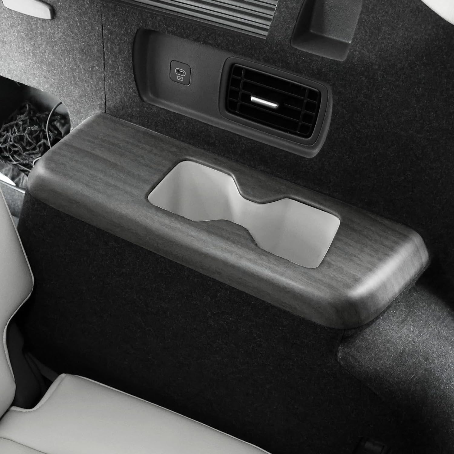ABS Car Third Row Water Cup Holder Cover,Water Cup Holder Panel Cover Compatible with Hyundai Santa Fe 2024-2026 Accessories (Wood Grain Style)