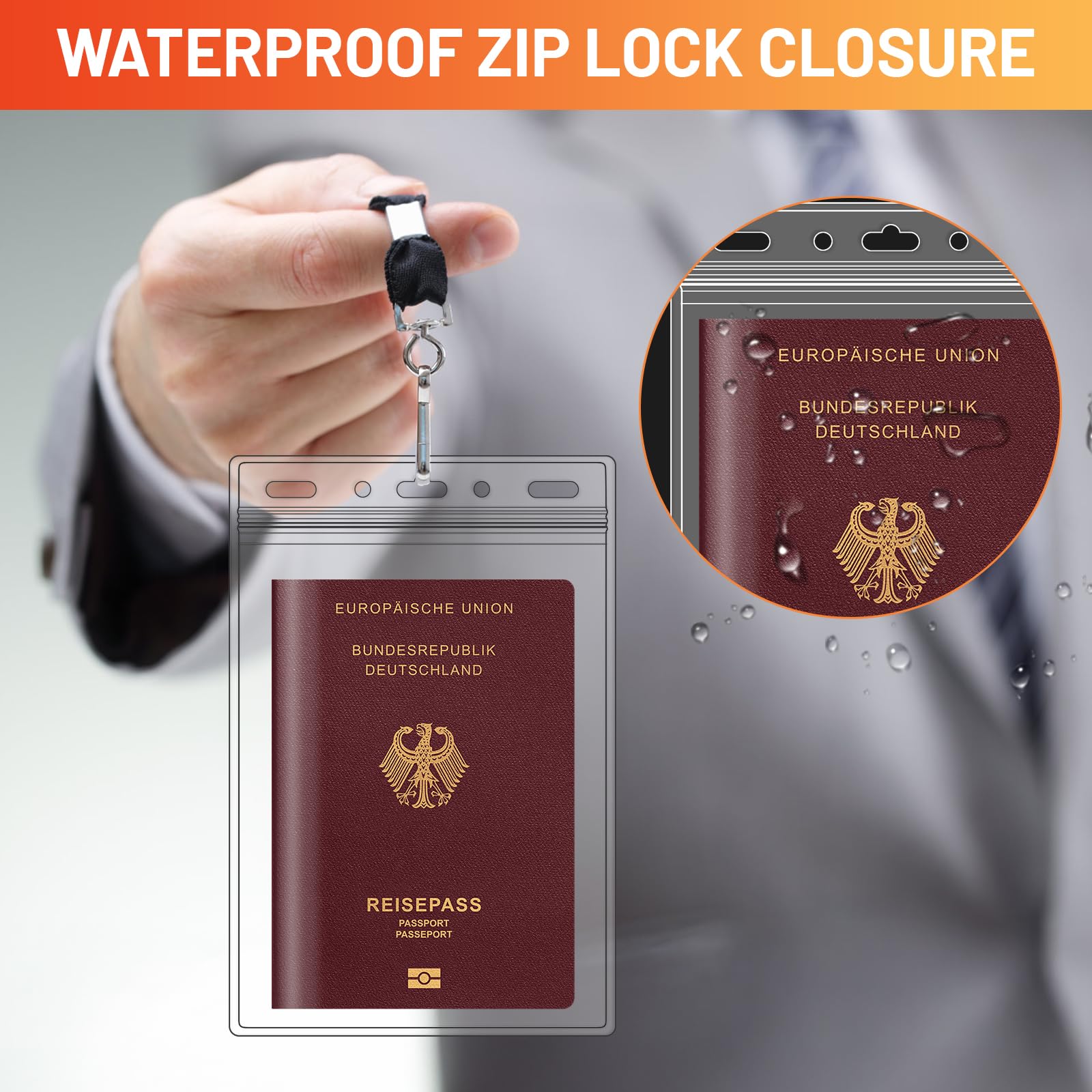 5 Portabadge Verticali Trasparenti Con Cerniera - Per Carte D - Foto 5