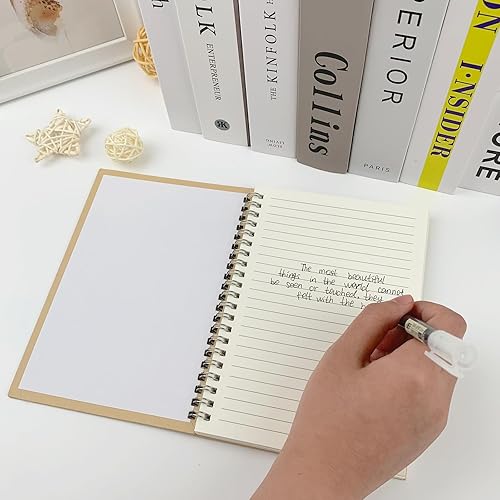 Miniatura 4 de Paquete de 2 cuadernos en espiral con tapa dura de tapa dura, con rayas universitarias, bloc de notas y cuaderno de bocetos para estudiantes,