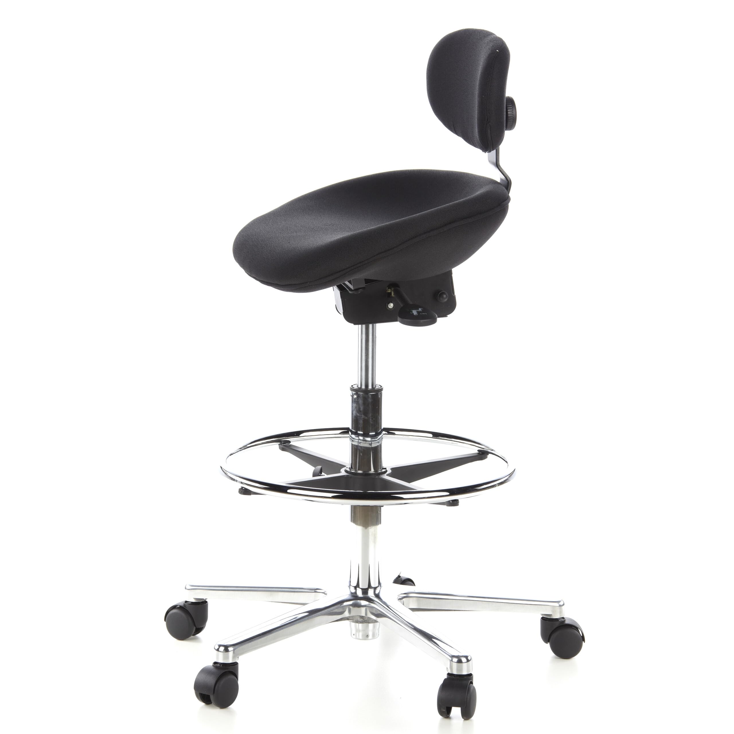 hjh OFFICE Silla de Trabajo Taburete de Trabajo Silla giratoria Work MF Tela Respaldo de Altura Regulable Negro
