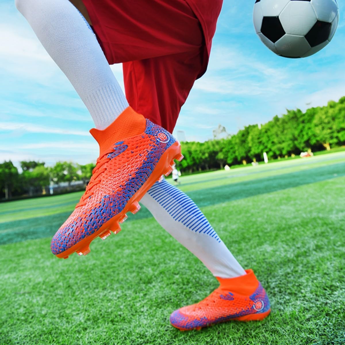 Soccer Cleats for Youth Breathable: Football Shoes Lightweight for Indoor Outdoor Big Kids’ Soccer Matches - Junior Soccer Sneakers Gold-Plated for Training Black