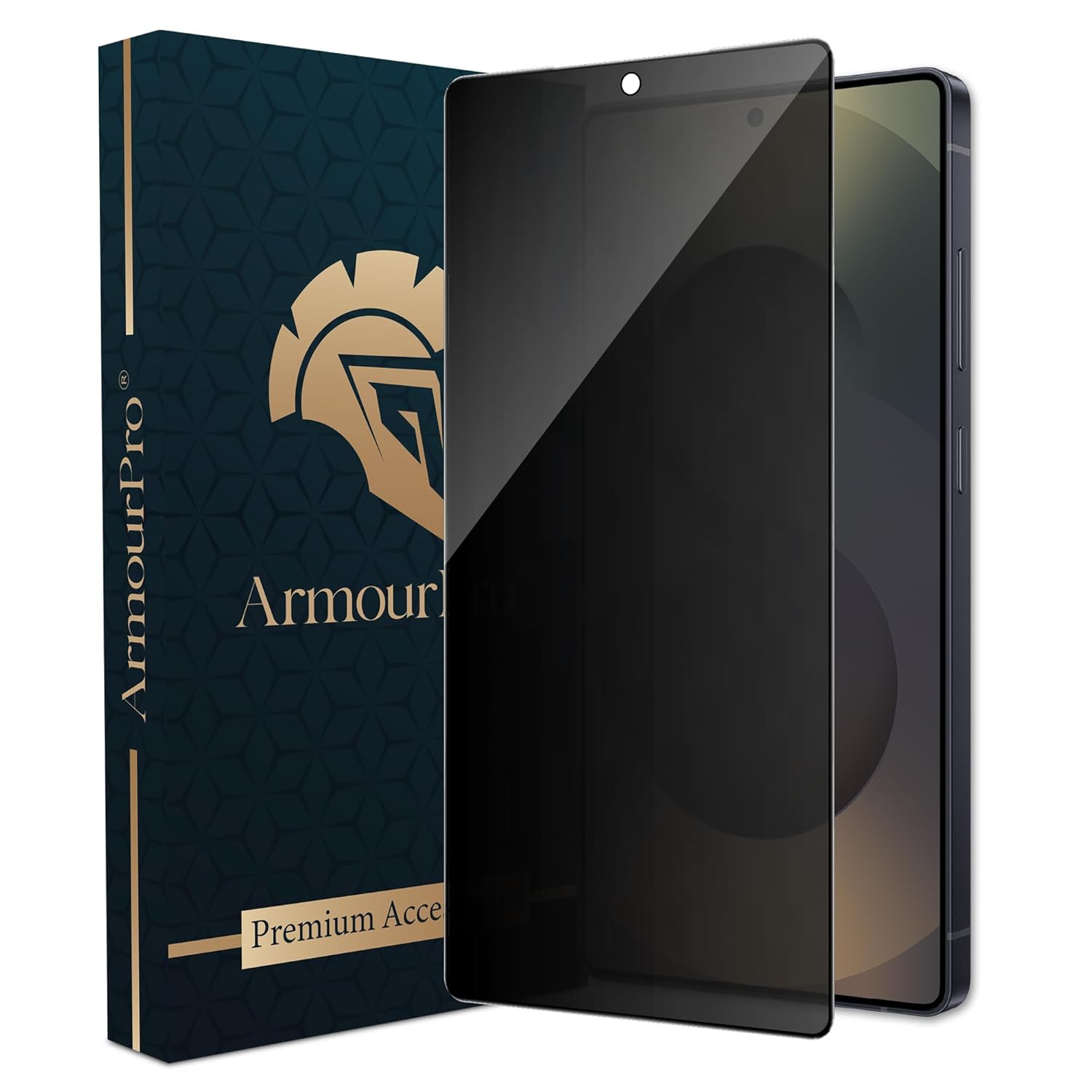 ArmourPro Military Grade Privacy Tempered Glass Compatible with Samsung Galaxy S25 Ultra (6.8 Inch) With Edge to Edge Screen Coverage and Installation Kit | Black Anti Spy Protection