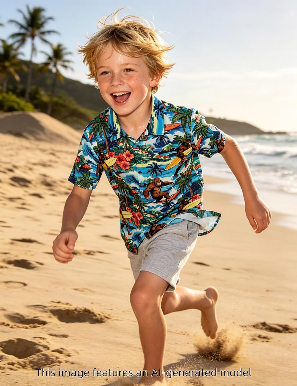 COSLAND Boys' Hawaiian Shirt Kids' Novelty Button Down Shirt, X-Small-Large