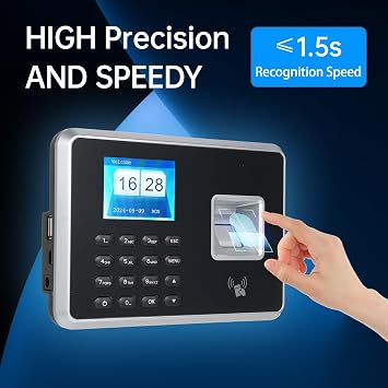 BISOFICE Biometric Time Clock Attendance Machine for Employees Support 1000pcs Fingerprint/Password/ID Card Recognition 5 Languages System USB Port Data for School Restaurant Factory Office Hospital
