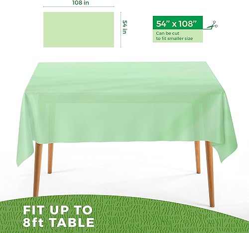 Miniatura 5 de ANECO Manteles 100% compostables para mesas rectangulares (54 x 108 pulgadas, 3 unidades) Mantel rectangular desechable verde Mantel de mesa
